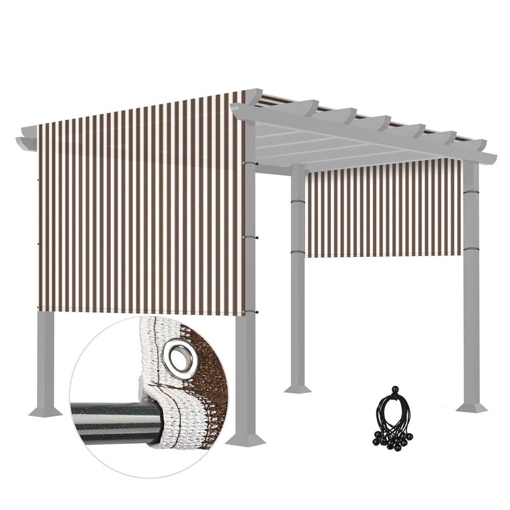 Yescom 8'x16' Universal Pergola Canopy Cover Fabric with Rods, Brown White Image