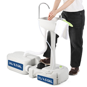 Yescom 4.5Gal Foot Pump Hand Washing Station 6.3Gal Waste Water Tank