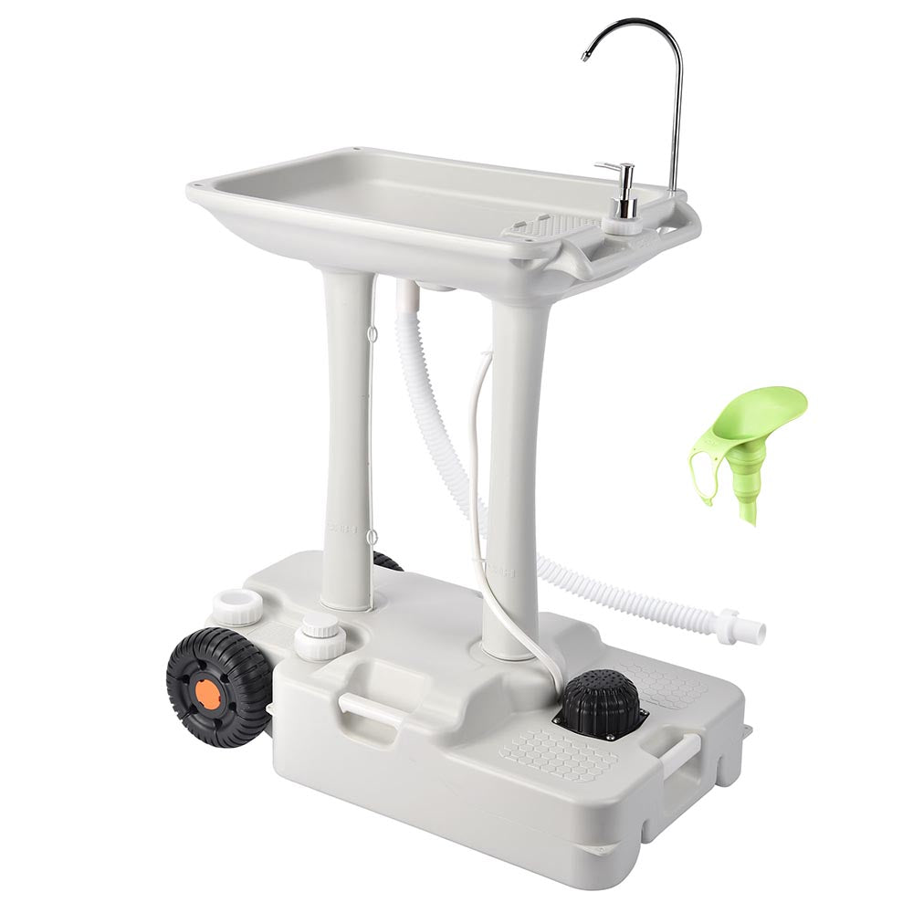 Yescom 8-Gal Foot Pump Hand Washing Station with Wheels Handle Image