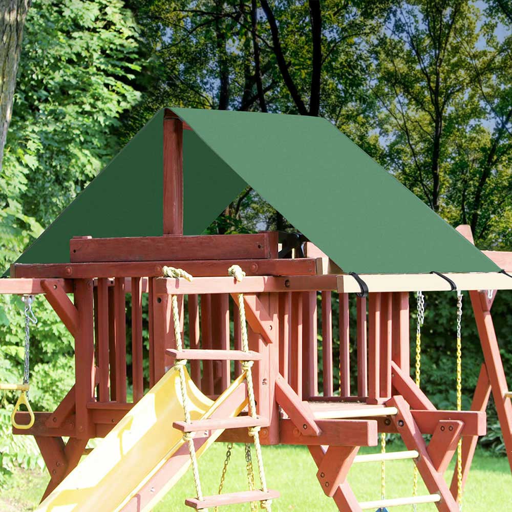 Yescom Swing Set Canopy Cover Top Outdoor Playsets 43"x90", Green Image