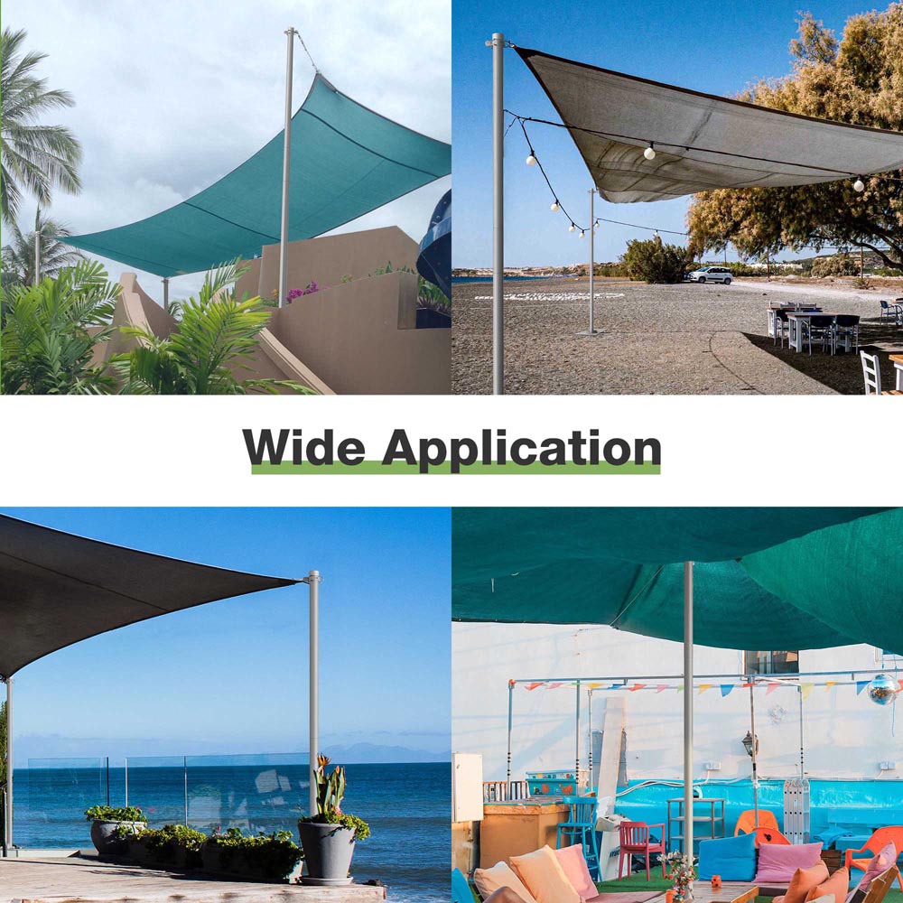 Yescom Shade Sail Posts (Pole, Base, Extension, D-Ring Clamp)