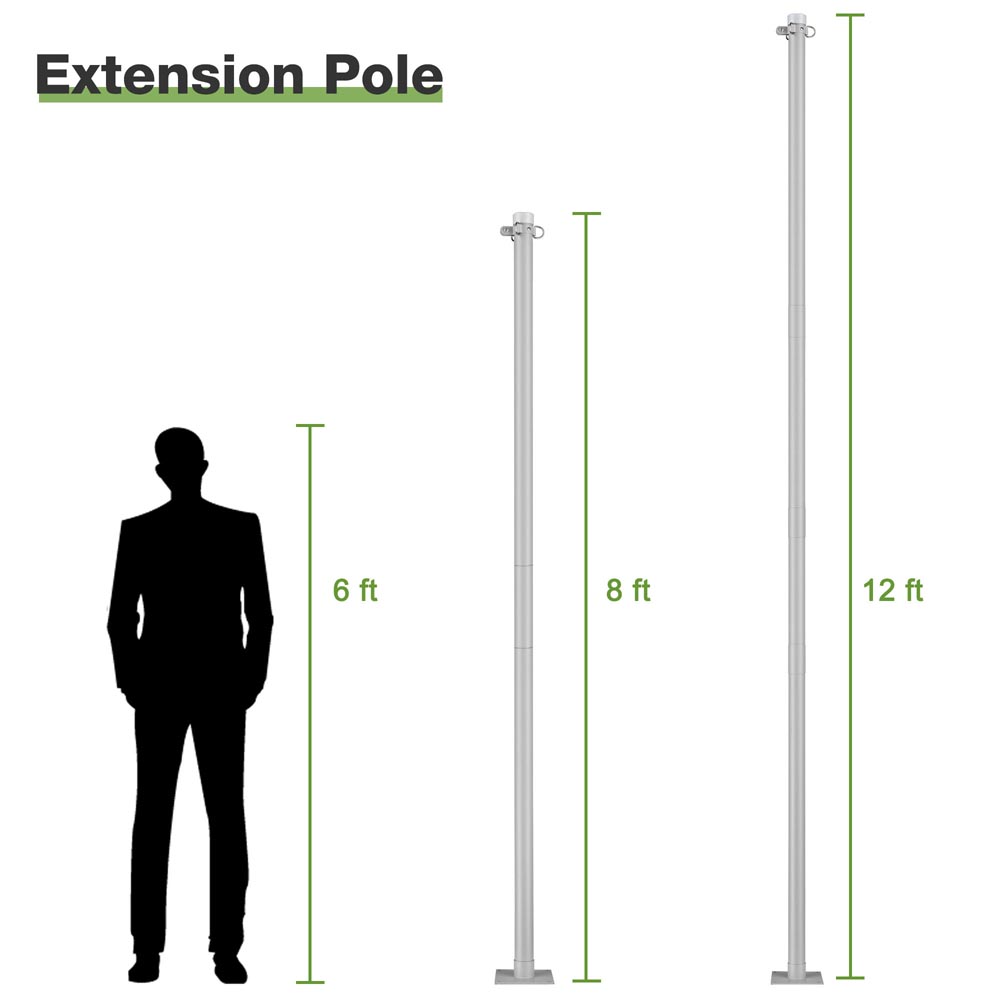 Yescom Shade Sail Posts (Pole, Base, Extension, D-Ring Clamp) Image