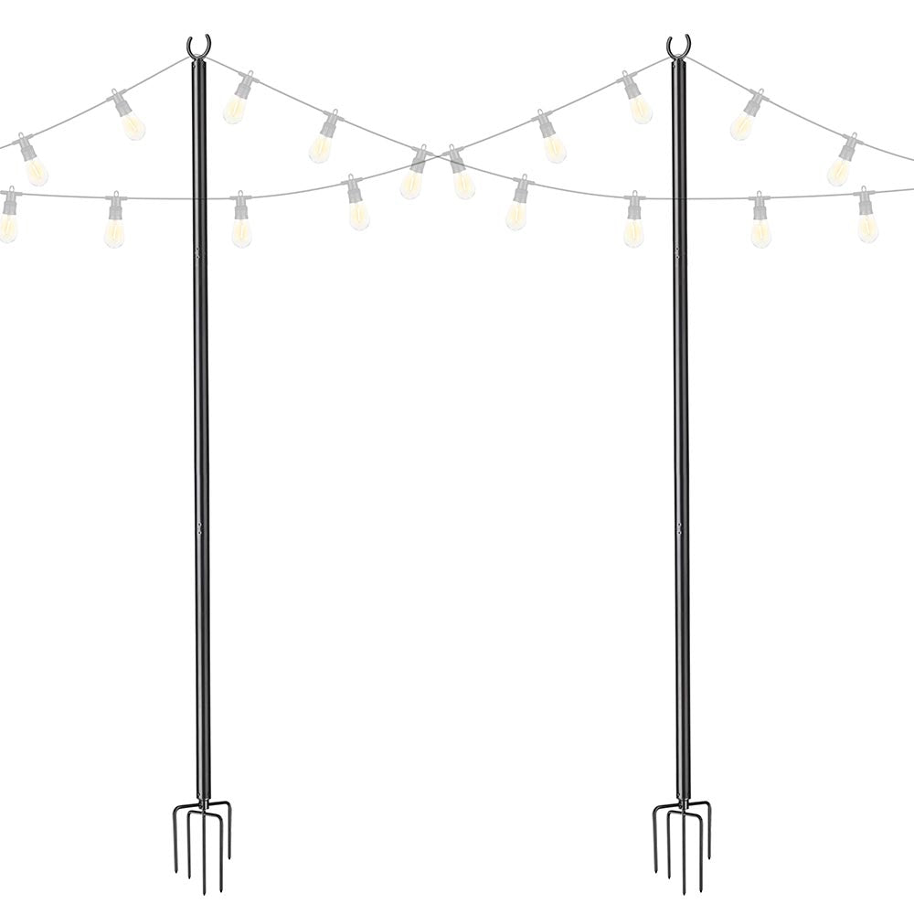 Yescom 10 ft String Light Poles with Hook & Stakes