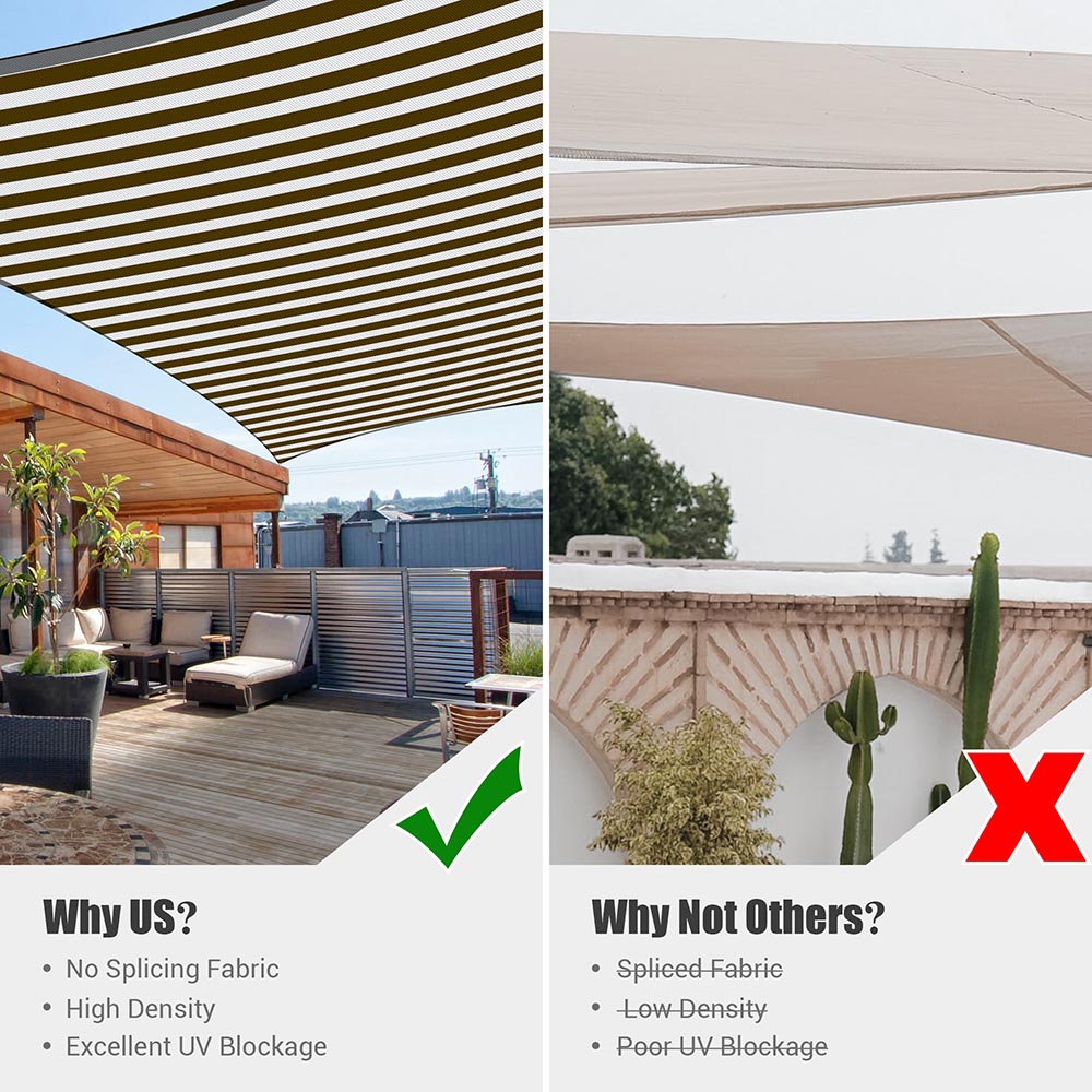 Yescom Patio Square Sun Sail Shade Canopy 20ft Brown White Image