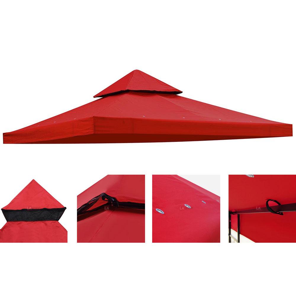 Yescom 10' x 10' Gazebo Replacement Canopy 2-Tier, Red Image