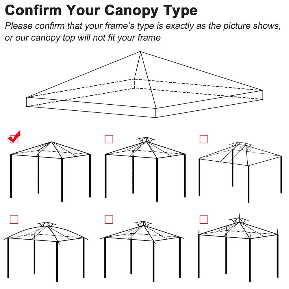 Yescom 10' x 10' Replacement Gazebo Canopy Cover Color Optional