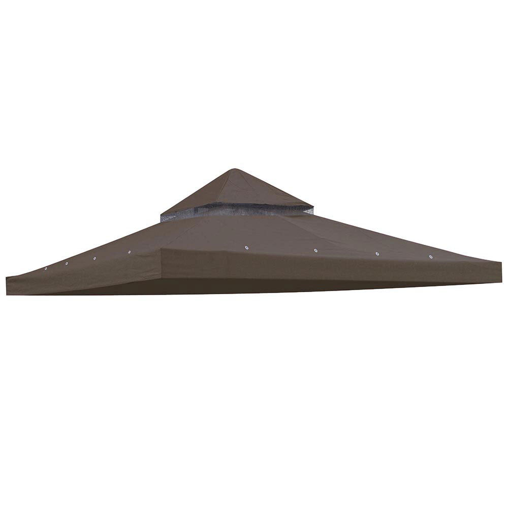 Yescom 12' x 12'(11.4x11.4ft) Brown Gazebo Replacement Canopy Dual-Tier