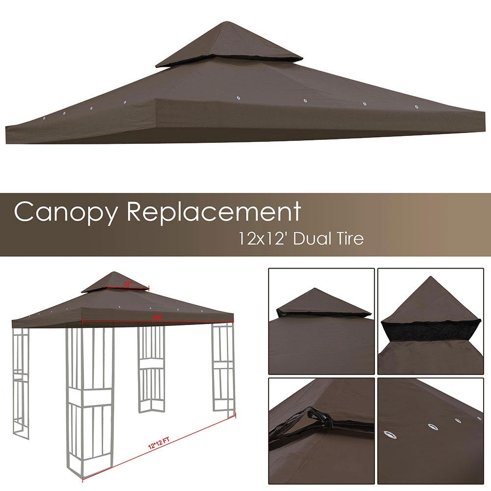Yescom 12' x 12' Gazebo Canopy Replacement Top Image