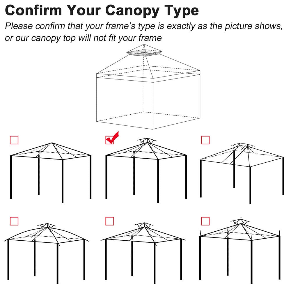Yescom 10' x 10' Ivory Canopy Replacement Top with Net