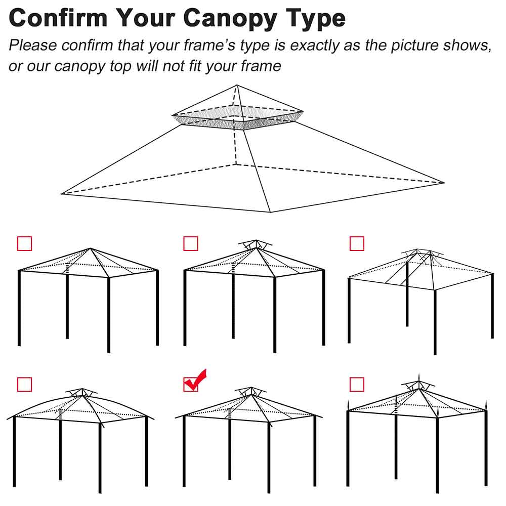 Yescom 10' x 10' Tan Canopy Replacement Top for Gazebo