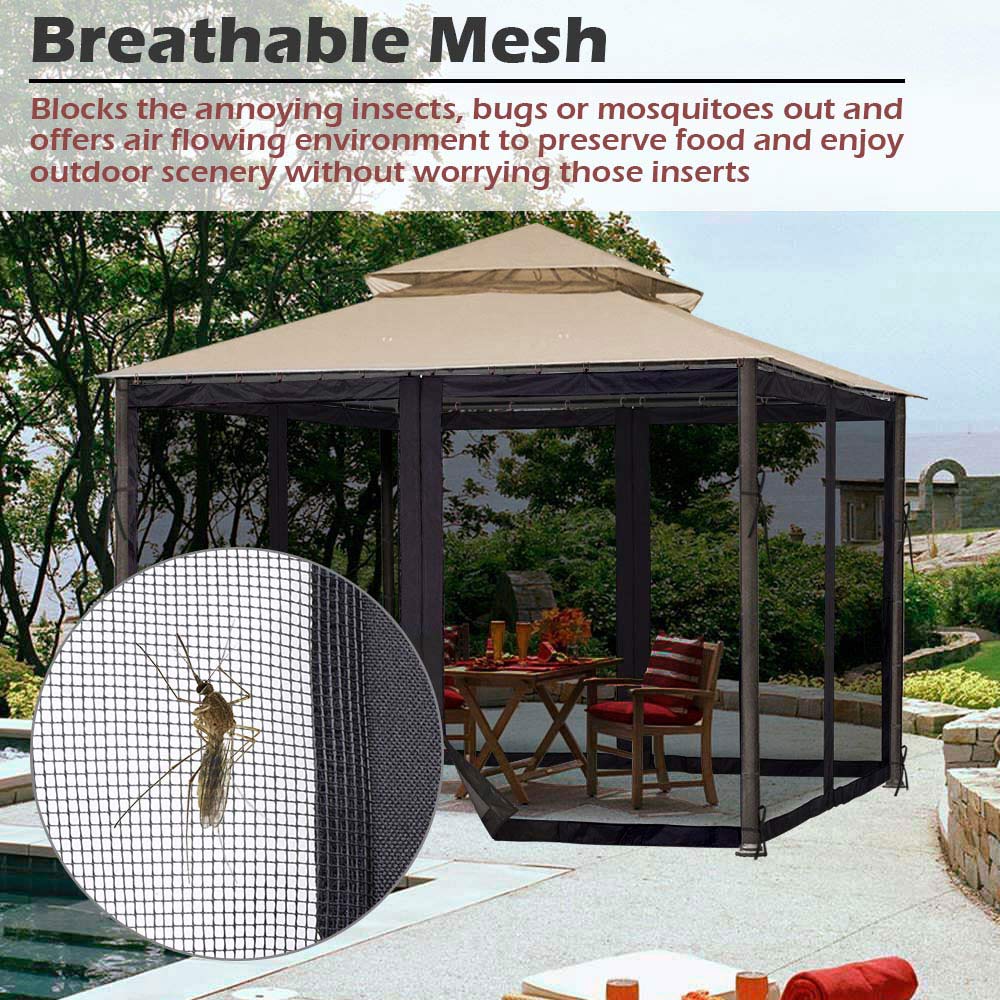 41.2'R x 6.4'H Gazebo Mosquito Netting for 12'W x 10'D Gazebos