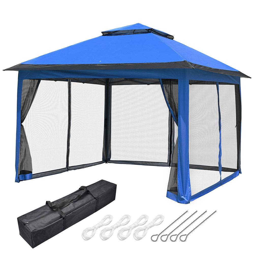Yescom 11'x11' Ez Pop Up Gazebo Tent with Sidewalls Net, Blue Black Image