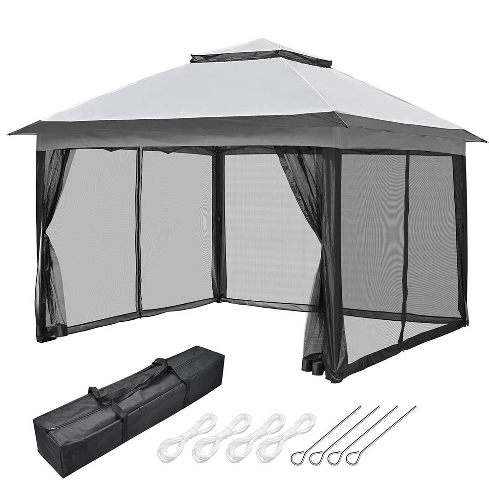 Yescom 11'x11' Ez Pop Up Gazebo Tent with Sidewalls Net, Gray Image