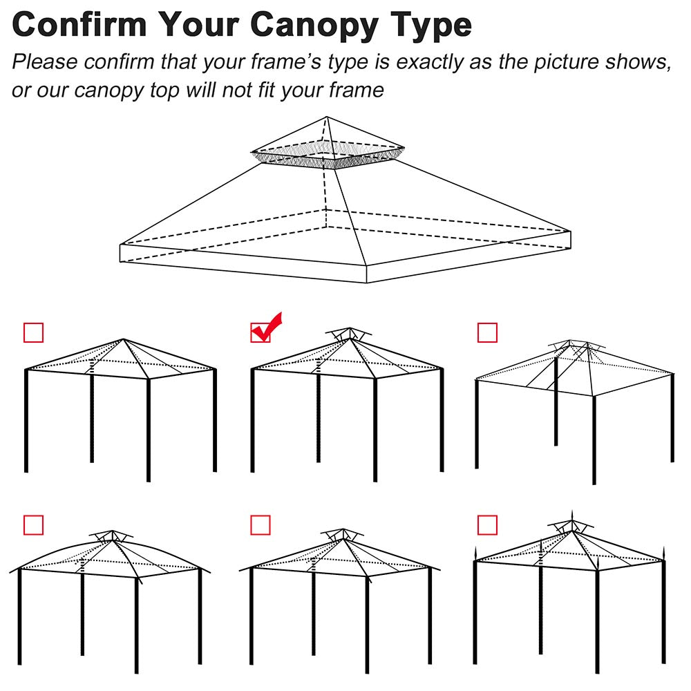Yescom 10' x 10' Gazebo Canopy Replacement 2-Tier for Crescent Image