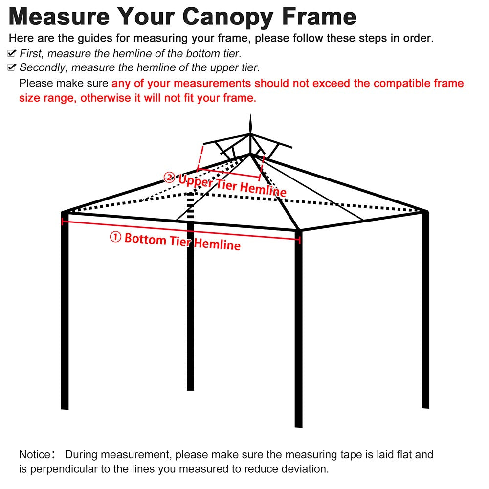 Yescom 10x12ft Gazebo Replacement Canopy 2-Tier Image