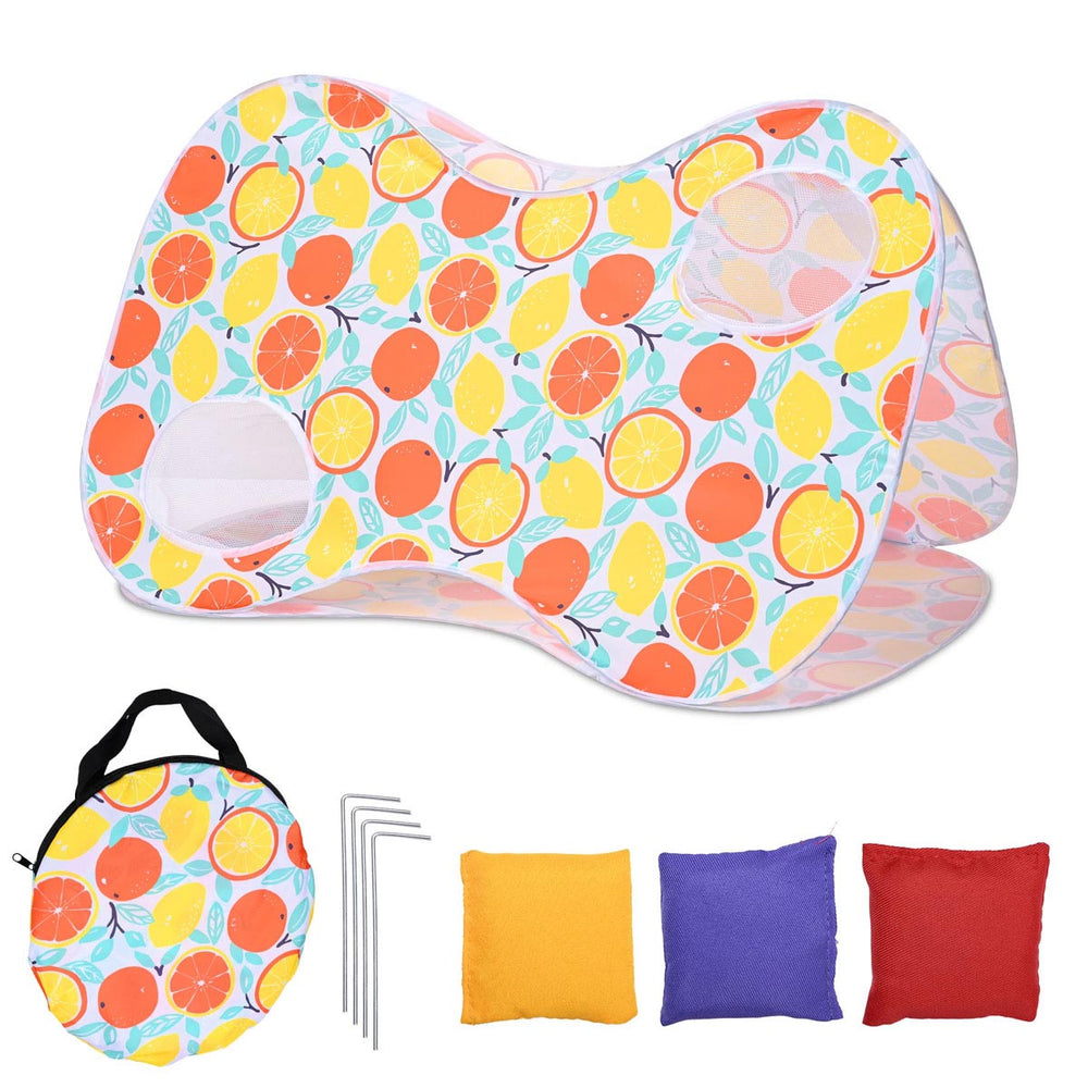 Yescom Popup Outdoor Bag Toss Game Billboard & 3 Bean Bags, Orange Image