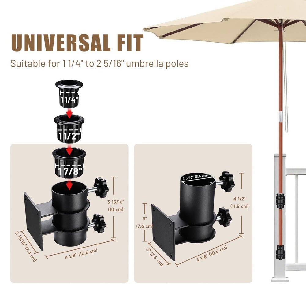 Yescom Patio Umbrella Mounting Brackets for Deck Railing (D2 5/16") Image