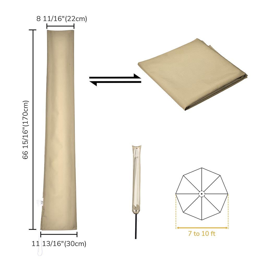 Yescom Waterproof Patio Outdoor Umbrella Cover Bag for 10' 13', Tan, 10ft Image