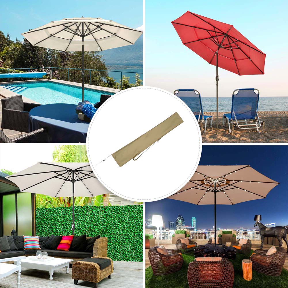 Patio Zipper Umbrella Cover with Rod Portable Bag 8' 9' 10' 13