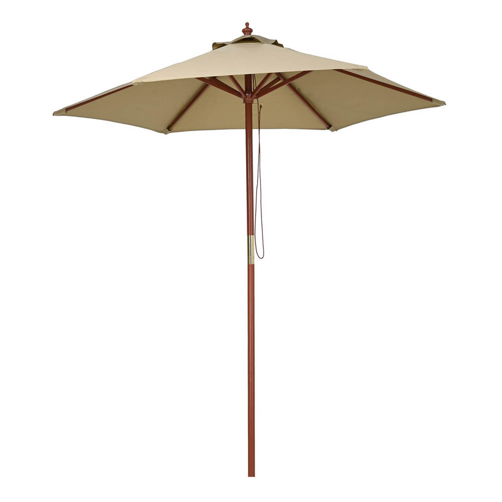 Yescom 7ft Patio Wood Market Umbrella 6-Rib for Golf Courses/Country C