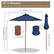 Yescom 7ft Patio Wood Market Umbrella 6-Rib for Golf Courses/Country Clubs Image