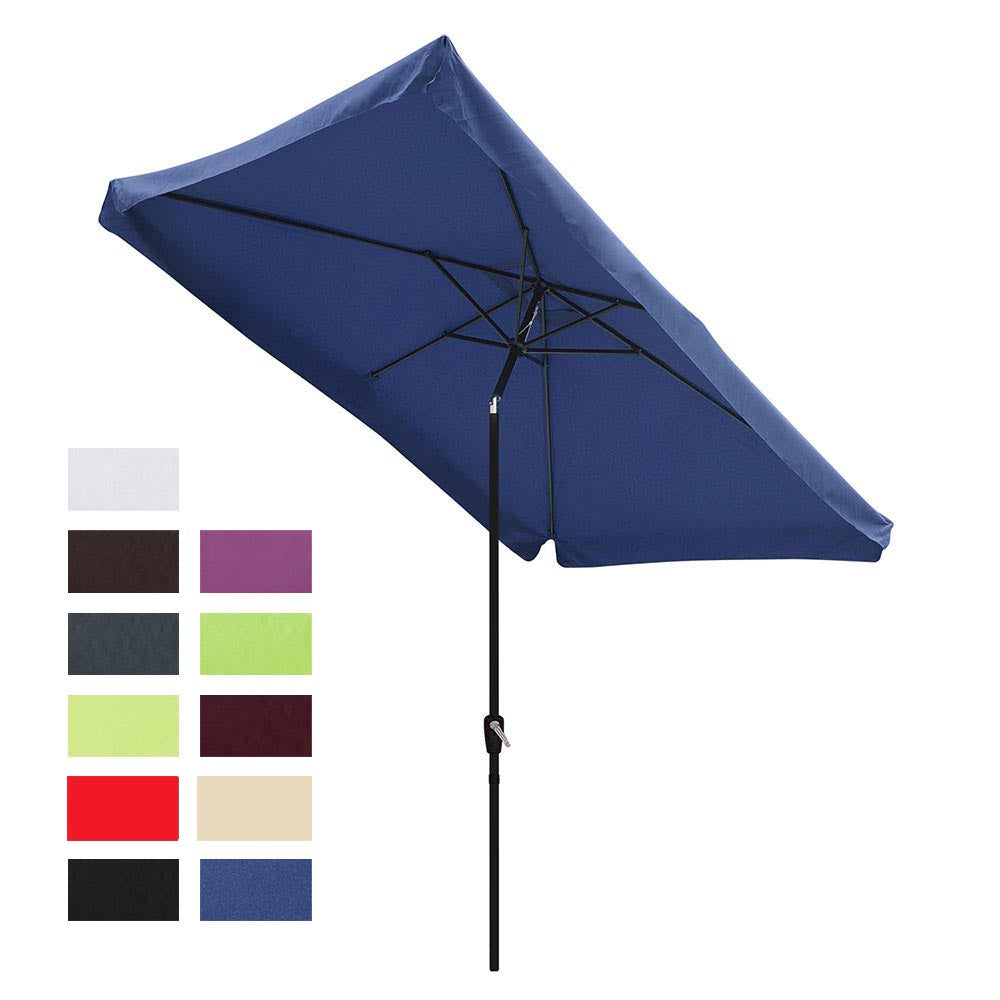 Yescom 10x6.5 ft Patio Rectangular Market Umbrella Tilt Multiple Colors Image
