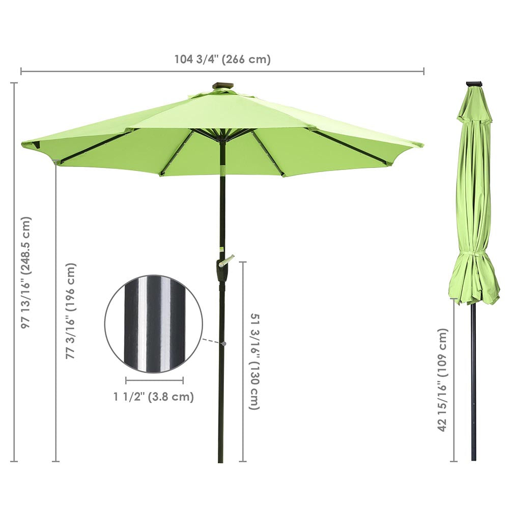 Yescom 9ft Solar LED Outdoor Market Tilt Patio Umbrella Image