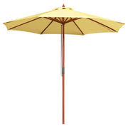Yescom 9' Wooden Patio Market Umbrella With Pulley Outdoor Garden Beach Sunshade
