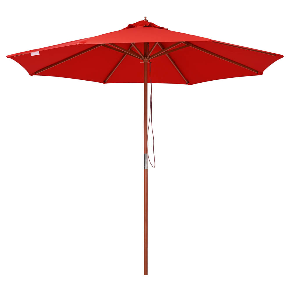 Yescom 9ft Patio Wood Market Umbrella Multiple Colors, Red Image