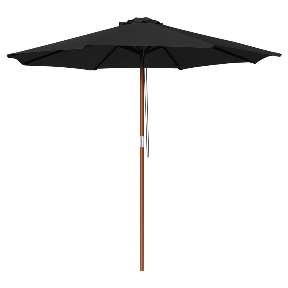 Yescom 9ft Patio Wood Market Umbrella Multiple Colors, Black Image