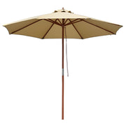 9 ft tan patio umbrella Yescom 9' Wooden Patio Market Umbrella With Pulley Outdoor Garden Beach Sunshade