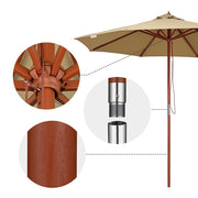 boscovs outdoor patio umbrella Yescom 9' Wooden Patio Market Umbrella With Pulley Outdoor Garden Beach Sunshade