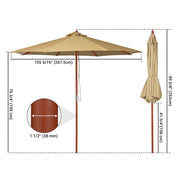 boom patio umbrella Yescom 9' Wooden Patio Market Umbrella With Pulley Outdoor Garden Beach Sunshade