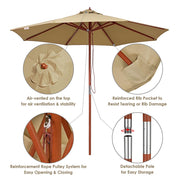 Yescom Custom Patio Umbrellas for Restaurant, Cafe - 9ft Wooden Image