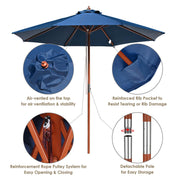 Yescom 9ft Wood Patio Umbrella with Base & Wheels Image