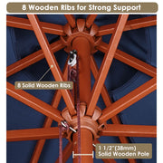 Yescom 9ft Wood Patio Umbrella with Base & Wheels Image