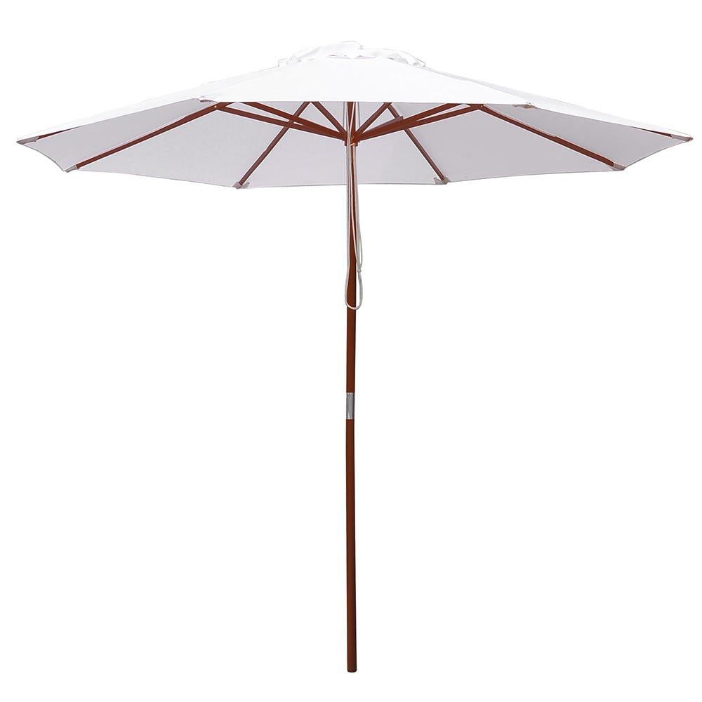 Yescom 9ft Patio Wood Market Umbrella Multiple Colors, White Image