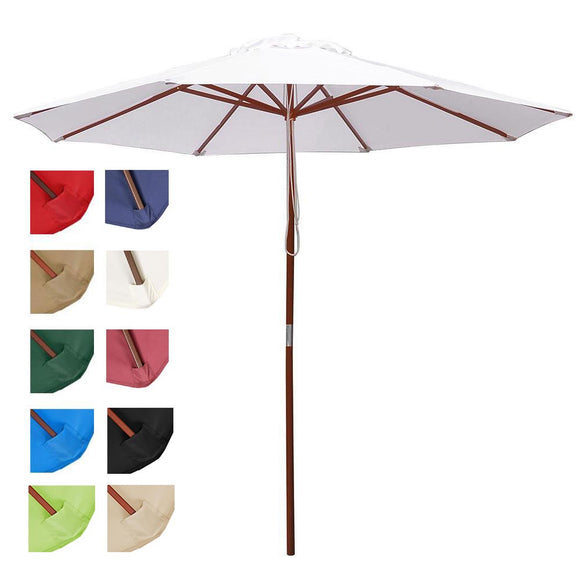 Yescom 9ft Patio Wood Market Umbrella Multiple Colors Image