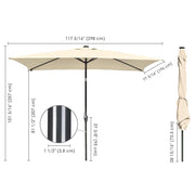 10.5 patio umbrella Yescom 10x6.5FT Rectangle Outdoor Solar LED Patio Umbrella with Crank Tilt for Table Market Yard Deck Pool Party Brown