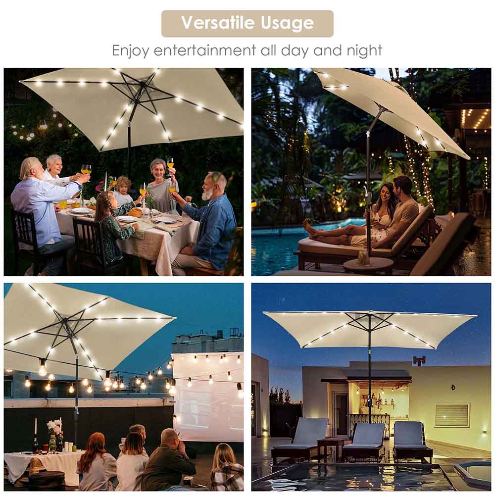 Yescom 10'X6.5' Solar Rectangle Outdoor Tilt Patio Umbrella Multiple Colors Image