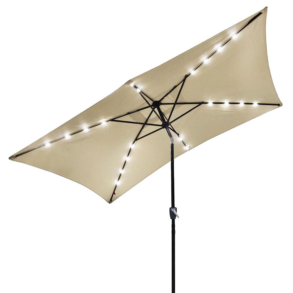 Yescom 10'X6.5' Solar Rectangle Outdoor Tilt Patio Umbrella Multiple Colors, Beige Image