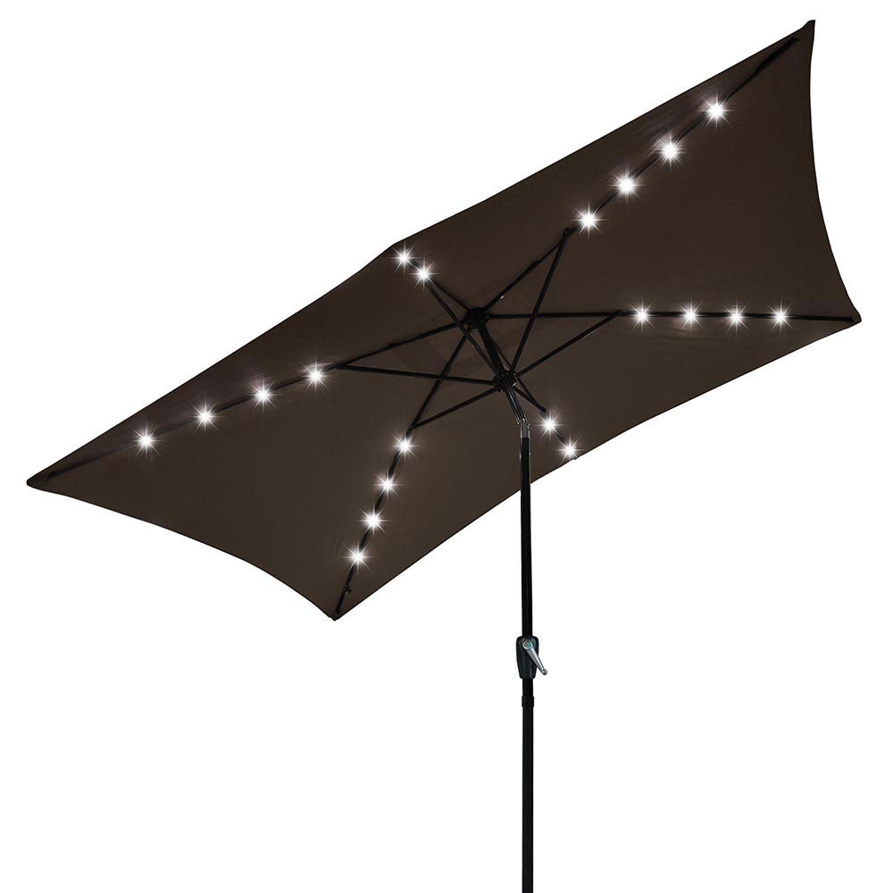 Yescom 10'X6.5' Solar Rectangle Outdoor Tilt Patio Umbrella Multiple Colors, Brown Image