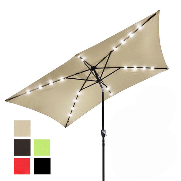 Yescom 10'X6.5' Solar Rectangle Outdoor Tilt Patio Umbrella Multiple Colors