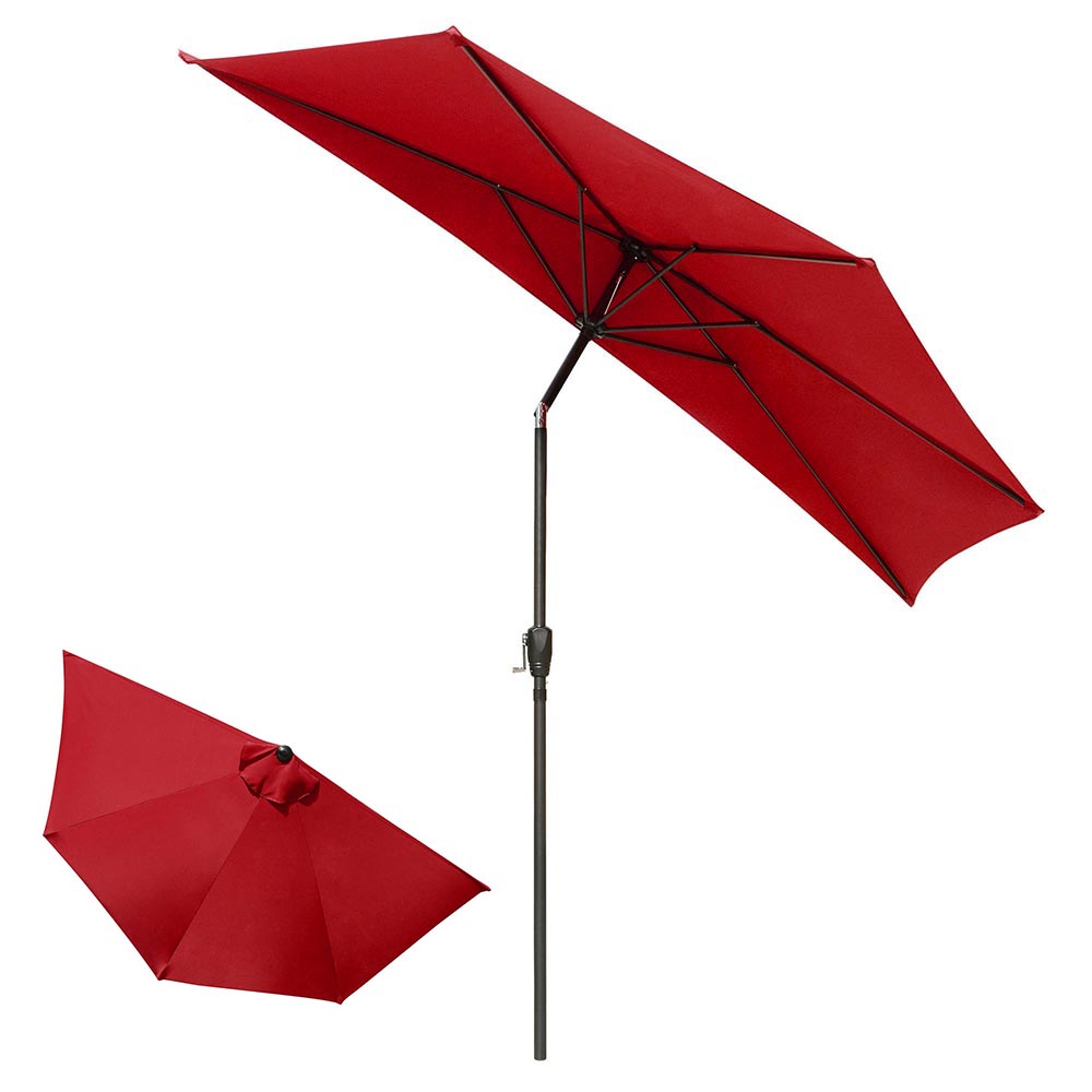 Yescom 10 ft Patio Outdoor Market Half Tilt Umbrella, Red Image