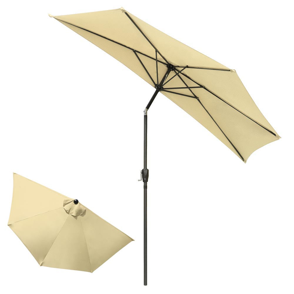 Yescom 10 ft Patio Outdoor Market Half Tilt Umbrella, Beige Image