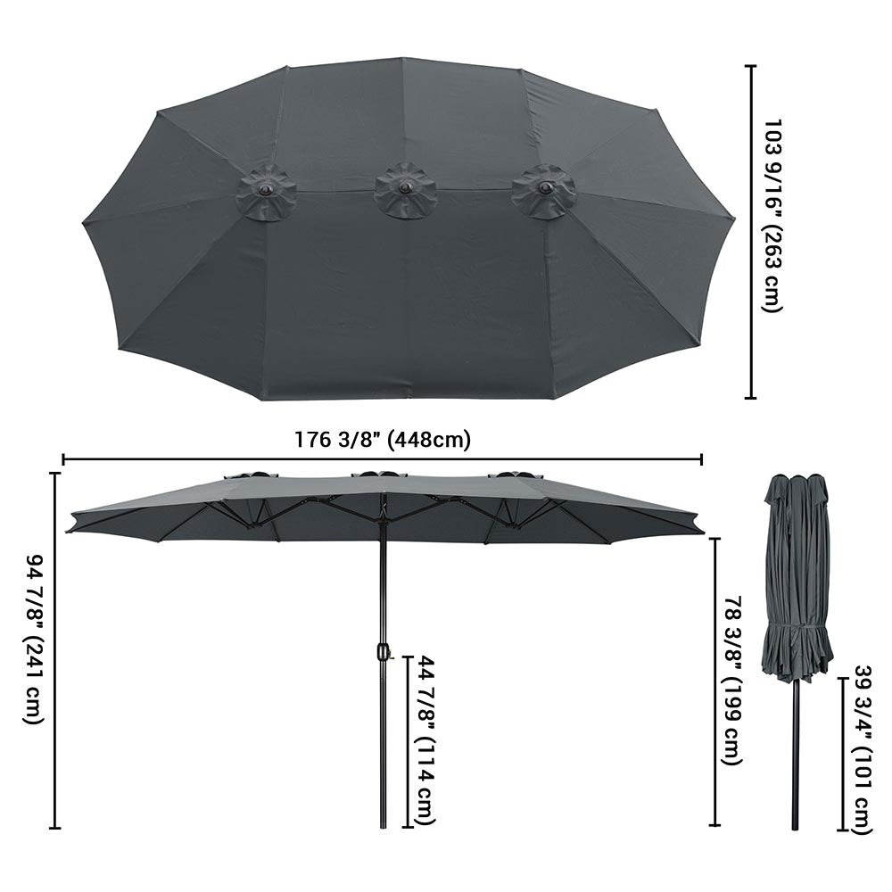 15x9 patio umbrella steel frame Havemies FT Twin with & Wind Vents,Blue comfortable retreat on your patio Yescom 15x9 ft Patio Rectangular
