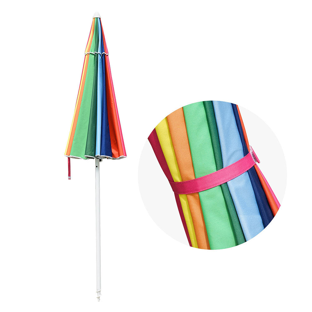 Yescom Rainbow Beach Umbrella Tilt 7 ft 16-rib w/ Anchor Image
