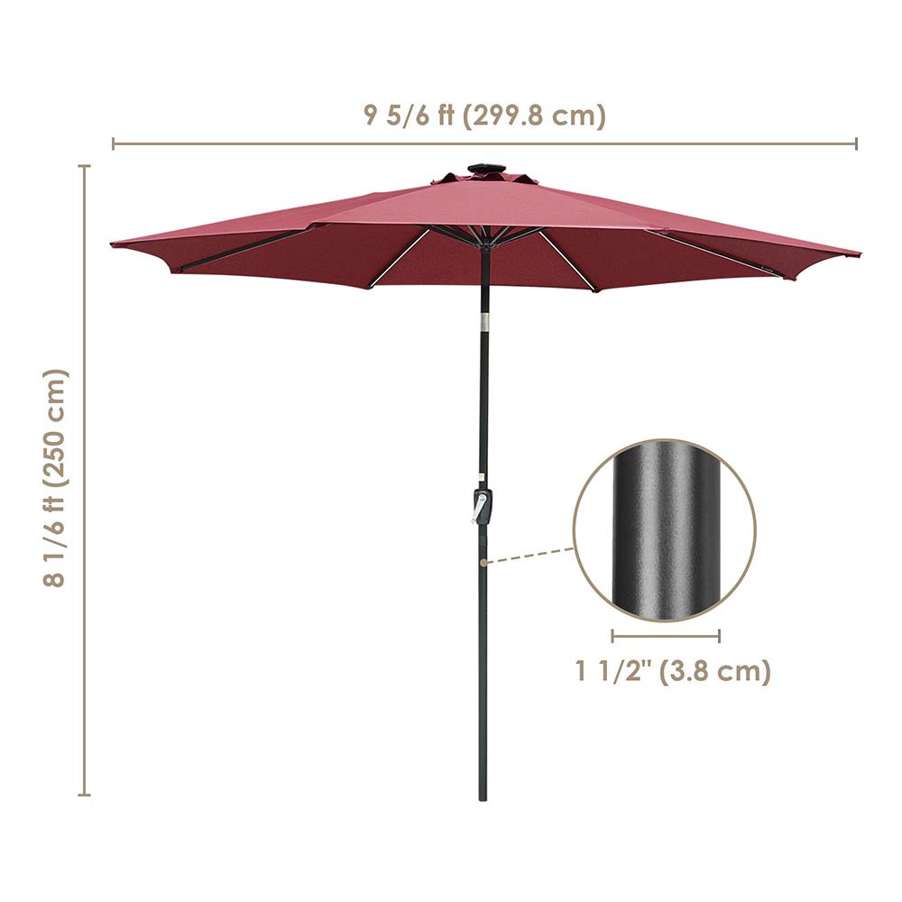 Yescom Solar Umbrella w/ Lights Tilt Market Umbrella 10ft 8-Rib, Terra Image
