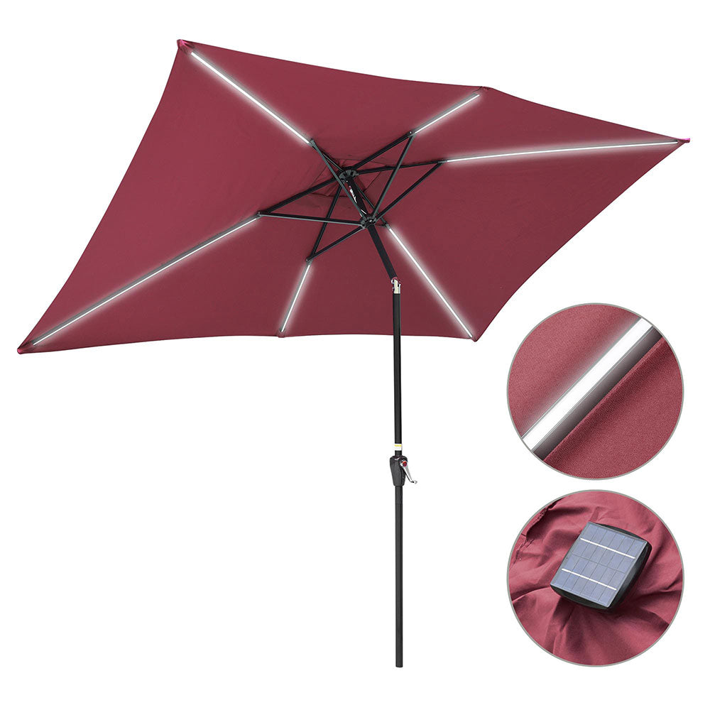 Yescom Rectangular Patio Umbrella with Solar Lights 10x6.5 ft 6-Rib, Terra Image