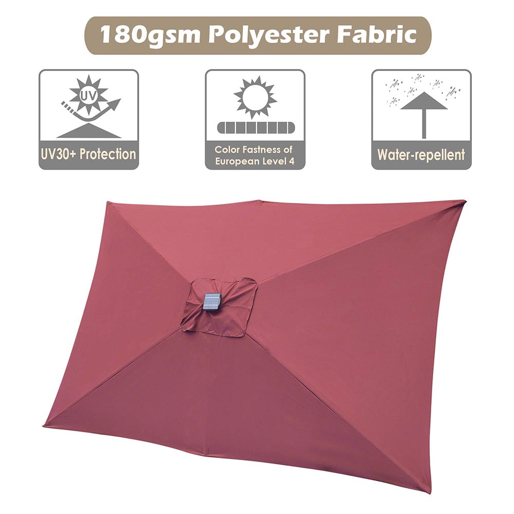 Yescom Rectangular Patio Umbrella with Solar Lights 10x6.5 ft 6-Rib Image